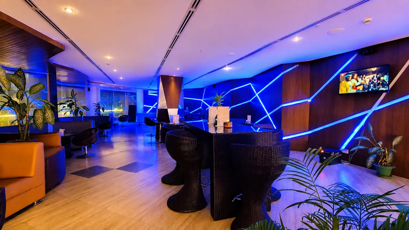 Bliss bar and lounge with ambient lighting