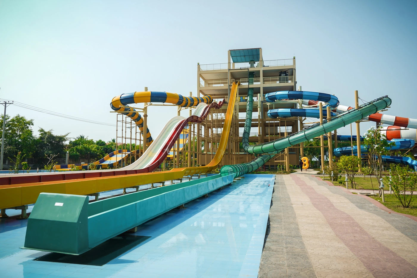 Colourful water slides at Sea Pearl Waterpark